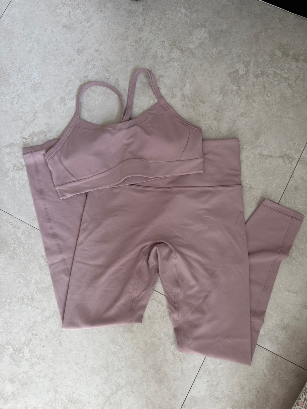 Athleta Mauve Seamless Sports Bra & Leggings Set